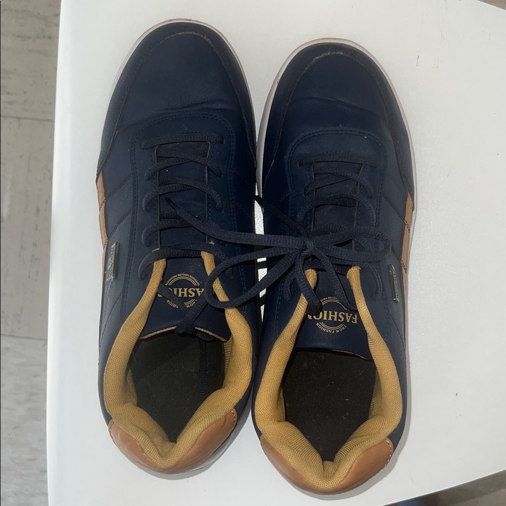 Navy and Tan Sneakers